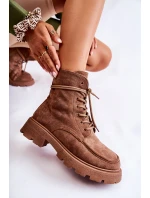 Dámské semišové kozačky zavazované hnědé model 21593381 - Boto Dámské semišové kozačky zavazované hnědé model 21593381 - Boto