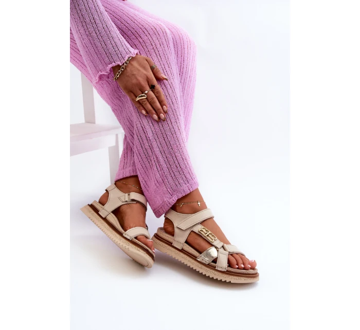 Zazoo model 21664457 Dámské Kožené Sandály Na Platformě Beige - Maciejka