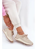 Dámské Kožené Lehká Polobotky model 21691712 Béžové - Artiker