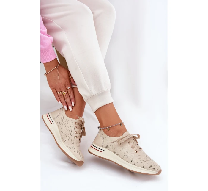 Dámské Kožené Lehká Polobotky model 21691712 Béžové - Artiker