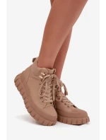 Dámské zateplené kozačky trapery na platformě Camel model 21747749 - Boto Dámské zateplené kozačky trapery na platformě Camel model 21747749 - Boto