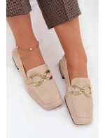 Dámské mokasíny z pravé nubukové kůže se zlatým detailem D&A CR61-3115 Béžové