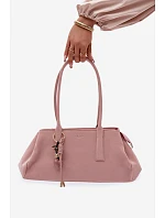 Eko semišová kabelka s přívěskem Růžová model 22111612 - Flora&Co