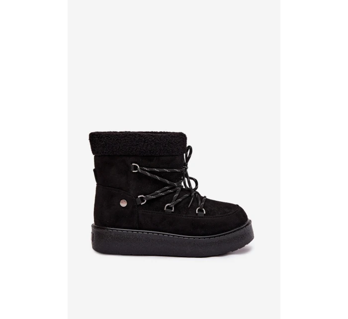 Dámské sněhule na platformě se šněrováním – černé Roselya Dámské sněhule na platformě se šněrováním – černé Roselya