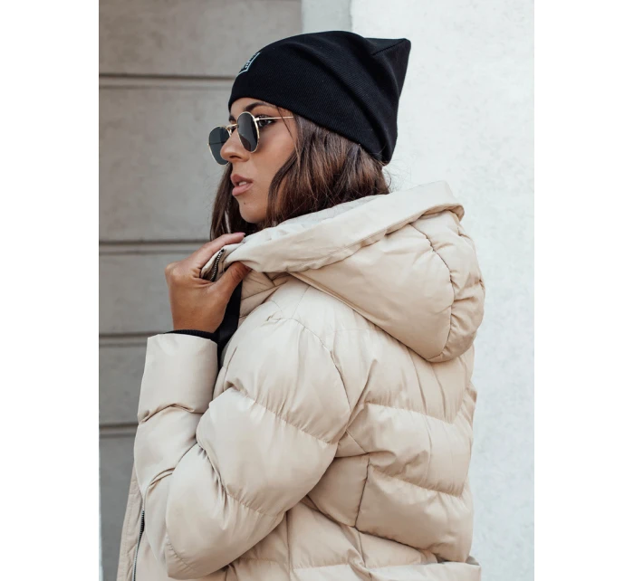 Dámská prošívaná zimní bunda s kapucí MENSI béžová FashionStreet TY4585