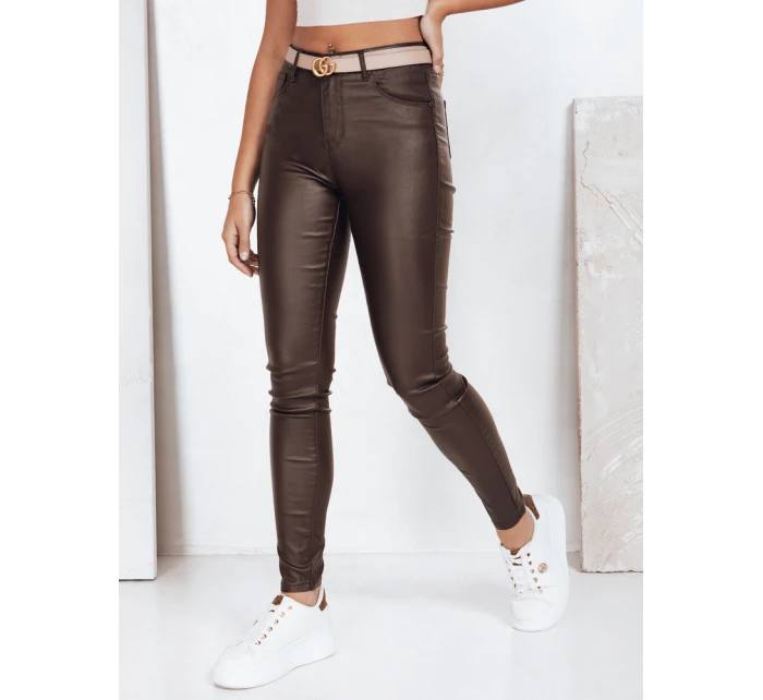 FashionStreet hnědé kalhoty z ekokůže UY2758 FashionStreet hnědé kalhoty z ekokůže UY2758