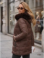 Dámská zimní prošívaná bunda s kapucí, hnědá, FashionStreet TY5736 Dámská zimní prošívaná bunda s kapucí, hnědá, FashionStreet TY5736