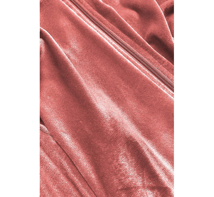Dámský velurový dres v cihlové barvě s lampasy (81223)