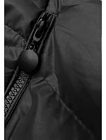 Černobéžová krátká zimní bunda s kapucí model 21246212 - J.STYLE Černobéžová krátká zimní bunda s kapucí model 21246212 - J.STYLE