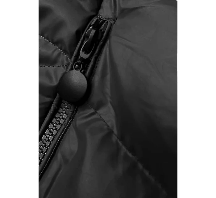 Černobéžová krátká zimní bunda s kapucí model 21246212 - J.STYLE