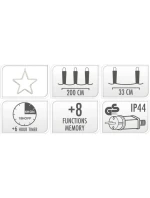 Vánoční stromek světla závěs 200x200 CM 415LED WHITE STARS