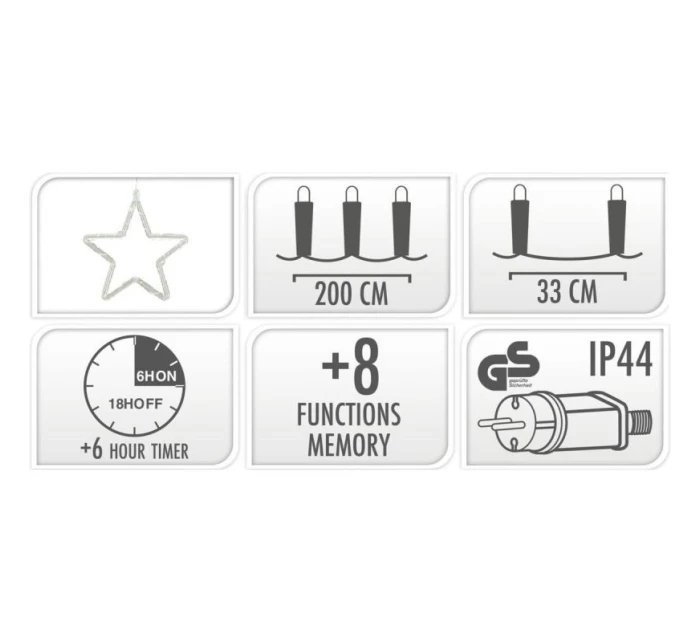 Vánoční stromek světla závěs 200x200 CM 415LED WHITE STARS