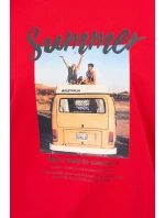 Halenka s potiskem Letní auto červená