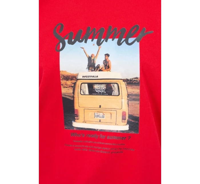 Halenka s potiskem Letní auto červená