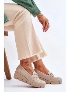 Kůže Wedge Mokasíny Béžove Felicita