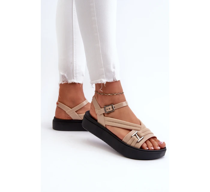 dámské sandály na platformě  béžové model 21661896 - Zaxy