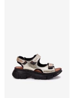 Dámské kožené sandály se suchým zipem Artiker 56C0469 zlaté