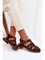 Dámské sandály s zlatým přezkou Čokoládové model 21937600 - Boto