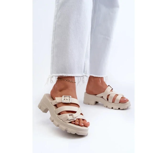 Dámské pantofle na nízkém podpatku ZAXY světle béžová