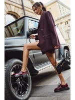 Dámské lakované kožené polobotky s připínacími doplňky Artiker – bordó