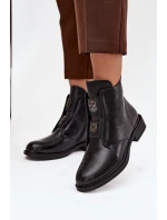 Dámské zateplené boty Tavressa – černé, s nízkým podpatkem a ozdobami Dámské zateplené boty Tavressa – černé, s nízkým podpatkem a ozdobami