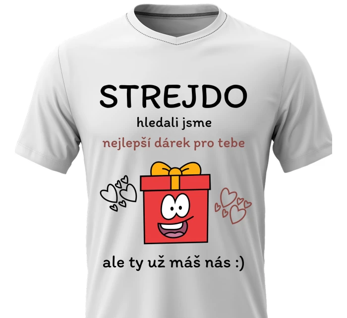 Pánské bavlněné tričko s potiskem - NEJLEPŠÍ DÁREK PRO STREJDU - bílé Pánské bavlněné tričko s potiskem - NEJLEPŠÍ DÁREK PRO STREJDU - bílé