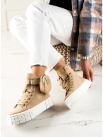 Designové  tenisky hnědé dámské bez podpatku