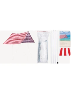 Slunečník s tyčemi 3X1,7M červený