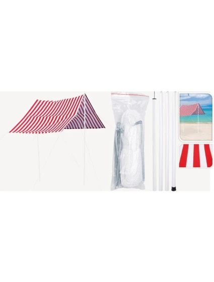 Slunečník s tyčemi 3X1,7M červený