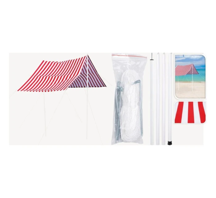 Slunečník s tyčemi 3X1,7M červený