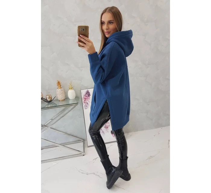 Zateplená mikina s bočními rozparky z džínoviny Zateplená mikina s bočními rozparky z džínoviny