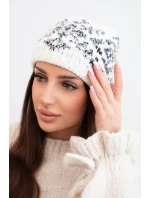 Dámská zimní vlněná čepice s ozdobnými krystalky K399 černá