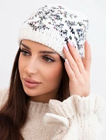 Dámská zimní čepice s barevnými vzory a silným nápletem K353 bílá+grafitová