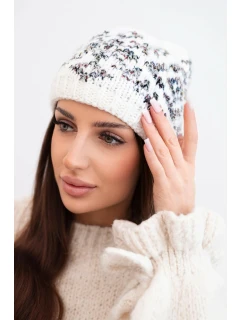 Dámská zimní vlněná čepice s ozdobnými krystalky K399 černá