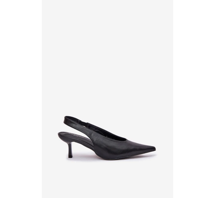 Lakované Lodičky S Odkrytým Patou Černé Emmizola