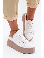 Kožené dámské tenisky na platformě Zazoo N408S2 bílé