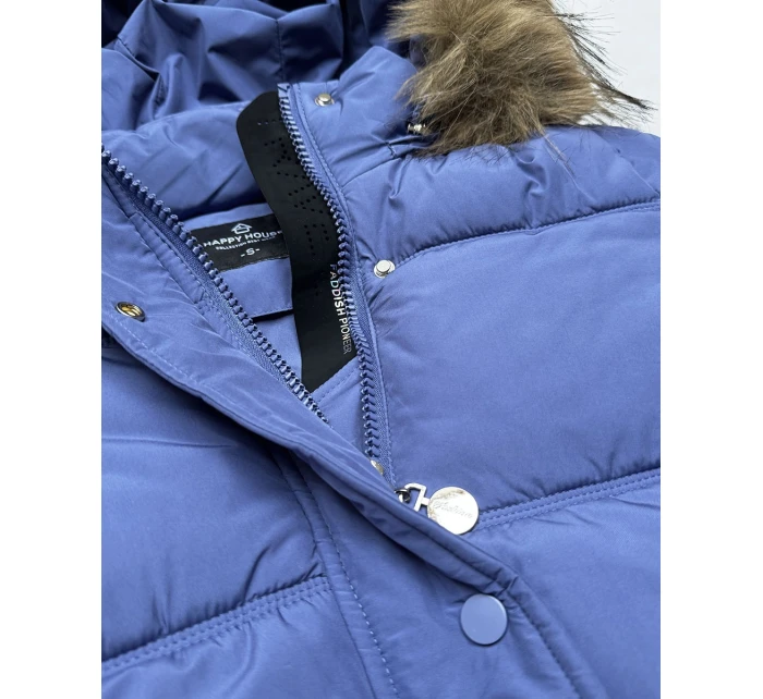 Světle modrá péřová bunda s kapucí model 21809049 - HAPPY HOUSE Světle modrá péřová bunda s kapucí model 21809049 - HAPPY HOUSE