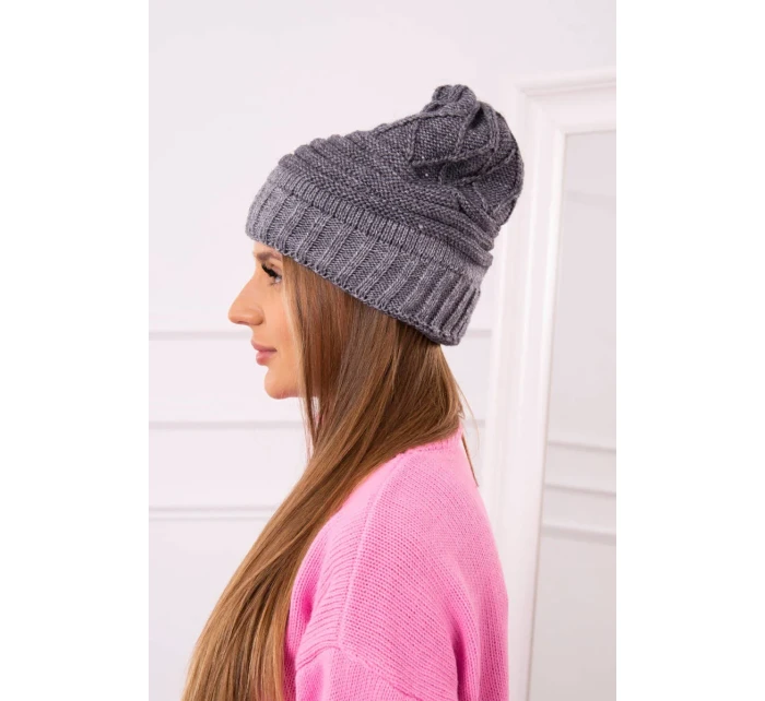 Dámská čepice tmavě šedá model 18751811 - K-Fashion Dámská čepice tmavě šedá model 18751811 - K-Fashion