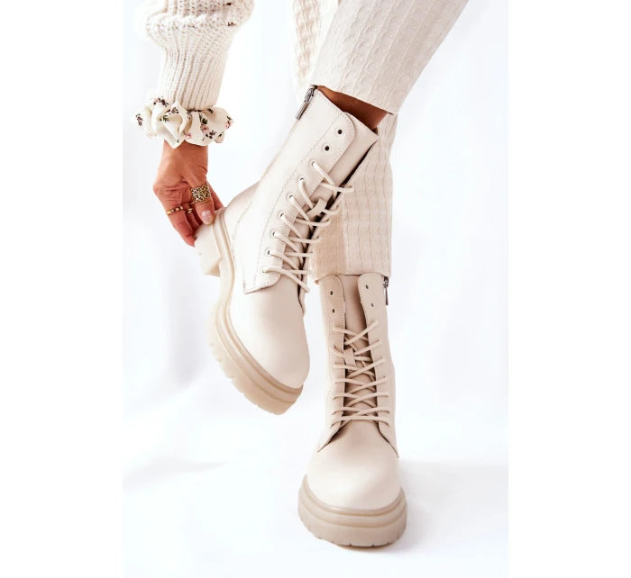 Kotníkové Ploché Workery Boty Béžové Rozelle Kotníkové Ploché Workery Boty Béžové Rozelle