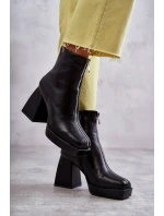 Dámské kozačky na  se zipem černá model 21595111 - Boto