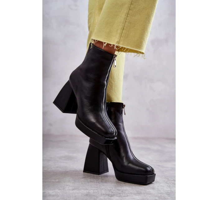 Dámské kozačky na  se zipem černá model 21595111 - Boto
