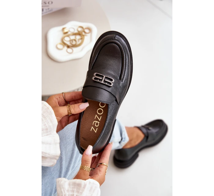 Zazoo 20102 Moderní Lakové Polobotky na Masivní Platformě Černé Zazoo 20102 Moderní Lakové Polobotky na Masivní Platformě Černé