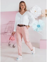 Dámské volnočasové kalhoty s páskem SOFELIA světle růžové FashionStreet UY2508