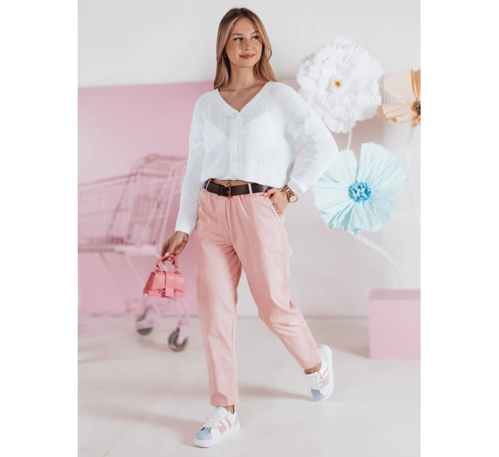 Dámské volnočasové kalhoty s páskem SOFELIA světle růžové FashionStreet UY2508