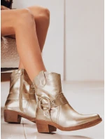 Dámské kovbojské boty se zlatou přezkou Dstreet model 21994377 - FashionStreet Dámské kovbojské boty se zlatou přezkou Dstreet model 21994377 - FashionStreet