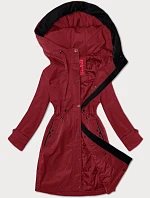 Dámská rovná bunda s kapucí LHD tmavě červená (LHD-24590)