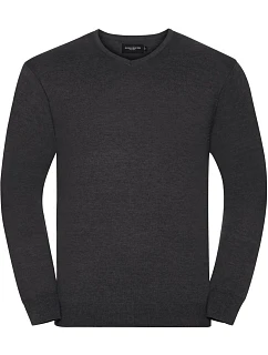 Pletený svetr s výstřihem do V 11. charcoal marl model 22475027 - Russell Athletic