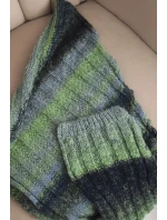 Dámský vlněný šál měkký a teplý v barevných pruzích KN19 zelený