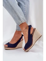 Sandály Na Klínu S Pletením Tmavě Modré model 21684417 - Boto Sandály Na Klínu S Pletením Tmavě Modré model 21684417 - Boto
