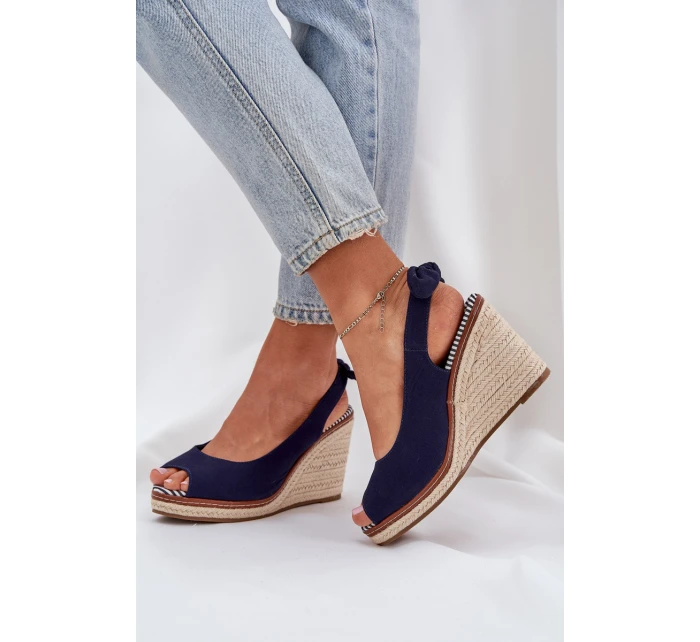 Sandály Na Klínu S Pletením Tmavě Modré model 21684417 - Boto Sandály Na Klínu S Pletením Tmavě Modré model 21684417 - Boto